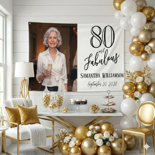 Modern 80 and Fabulous Bold Name Date Birthday Banner