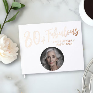 Modern 80 and Fabulous Photo 80th Birthday Party Guest Book