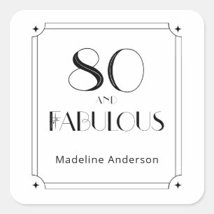 Modern 80 & Fabulous Bold 80th Birthday Square Sticker