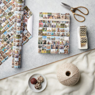 Modern 81 Photo Collage Pattern Wrapping Paper