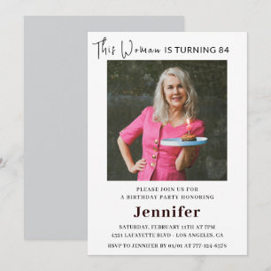 Modern 84th birthday invitations for her Photo