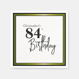 Modern 84th Birthday Napkins Elegant Black Gold