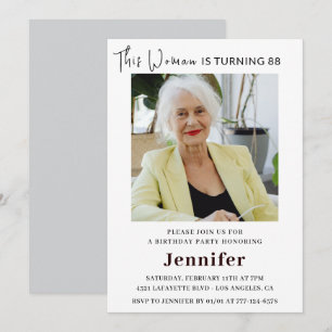 Modern 88th birthday invitations for her Photo