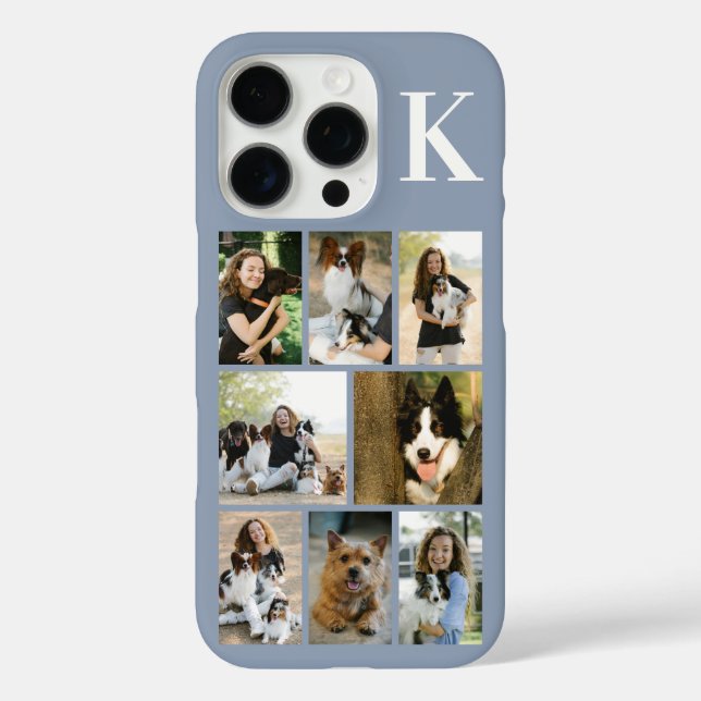Modern 8 Pet Photo Dusty Blue Case-Mate iPhone Case (Back)