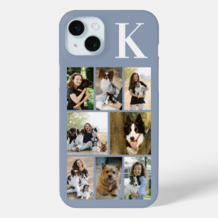 Modern 8 Pet Photo Dusty Blue iPhone 15 Mini Case