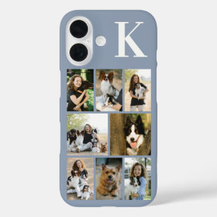 Modern 8 Pet Photo Dusty Blue iPhone 16 Case