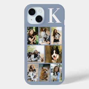 Modern 8 Pet Photo Dusty Blue iPhone 15 Case