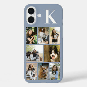 Modern 8 Pet Photo Dusty Blue iPhone 16 Plus Case