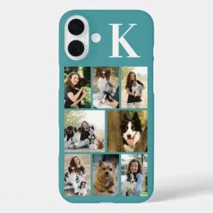Modern 8 Pet Photo Teal iPhone 16 Plus Case