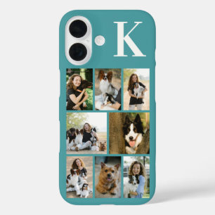 Modern 8 Pet Photo Teal iPhone 16 Case