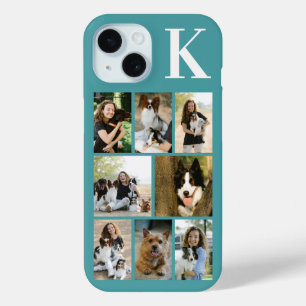 Modern 8 Pet Photo Teal iPhone 15 Case