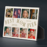 Modern 8 Photo Collage Best Mom Ever Cream Plaque<br><div class="desc">Modern and minimal mother's day photo keepsake plaque featuring 8 photos with a curvy typography text that says "best mom ever." The color is cream.</div>