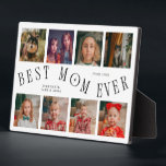Modern 8 Photo Collage Best Mom Ever White Plaque<br><div class="desc">Modern and minimal mother's day photo keepsake plaque featuring 8 photos with a curvy typography text that says "best mom ever." The color is white.</div>