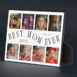 Modern 8 Photo Collage Best Mom Ever White Plaque<br><div class="desc">Modern and minimal mother's day photo keepsake plaque featuring 8 photos with a curvy typography text that says "best mom ever." The color is white.</div>