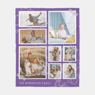 Modern 8 Photo Collage Family Fleece Blanket
