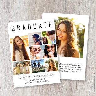 Modern 8 Photo Collage Graduation Announcement