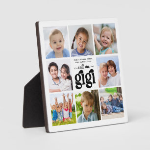 Modern 8 Photo Collage Names Call Me Gigi Plaque