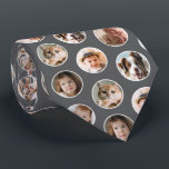 Modern 8-Photo Collage Neck Tie<br><div class="desc">Add a personal touch to your wardrobe with this custom photo necktie, featuring a stylish grey background with a pattern of circular frames showcasing 8 of your favourite pictures. Whether it's cherished family moments, adorable pets, or meaningful photos, this unique tie transforms memories into a stylish and sentimental accessory. Perfect...</div>