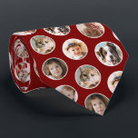 Modern 8-Photo Collage Neck Tie<br><div class="desc">Add a personal touch to your wardrobe with this custom photo necktie, featuring a vibrant burgundy red background with a pattern of circular frames showcasing 8 of your favourite pictures. Whether it's cherished family moments, adorable pets, or meaningful photos, this unique tie transforms memories into a stylish and sentimental accessory....</div>