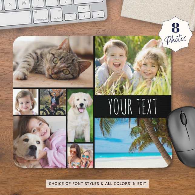 Modern 8 Photo Collage Personalized Custom Mouse Pad (Creator Uploaded)