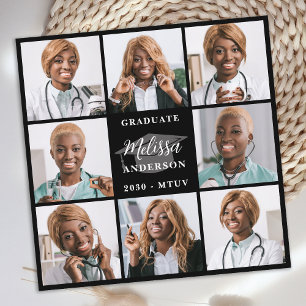 Modern 8 Photo Collage Personalized Graduation Invitation