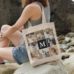 Modern 8 Photo Collage Personalized  Tote Bag<br><div class="desc">Create your own Photo Collage Tote Bag. Design features 8 trendy insta square pictures of your choice,  and an initial.  'Customize Further'. PHOTO TIP: Crop and centre pictures for uploading for best results.</div>