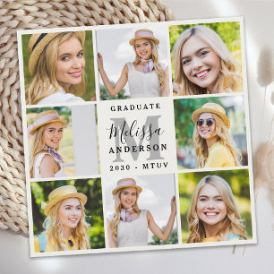 Modern 8 Photo Collage Stylish Graduation Invitation