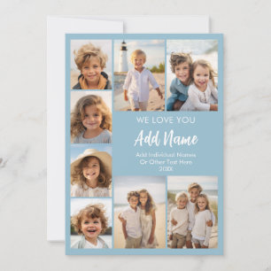 Modern 8 Photo Collage - We Love Add Name Holiday Card