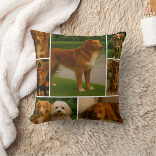 Modern 8 Photo Gift Custom Collage Personalized Throw Pillow