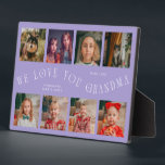Modern 8 Photo Grid Love You Grandma Lilac Plaque<br><div class="desc">Modern and minimal keepsake photo plaque to gift it to a grandmother featuring 8 photos with a curvy typography text that says "we love you grandma." The color is lilac.</div>