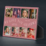 Modern 8 Photo Grid Love You Grandma Pink Plaque<br><div class="desc">Modern and minimal keepsake photo plaque to gift it to a grandmother featuring 8 photos with a curvy typography text that says "we love you grandma." The color is pink.</div>