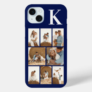 Modern 8 Photo Navy Blue iPhone 15 Mini Case