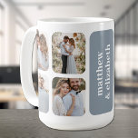Modern 8 Photo Wedding Coffee Mug<br><div class="desc">Your favourite 8 wedding photos and your personalization on dusty blue (or any colour, ) create this keepsake mug for yourself or your parents.</div>