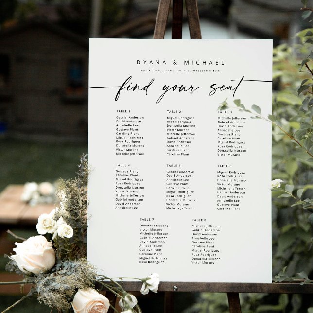 Modern 8 Tables Find Your Seat Seating Chart (Creator Uploaded)