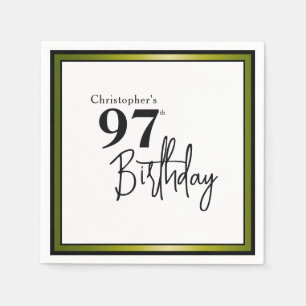 Modern 97th Birthday Napkins Elegant Black Gold