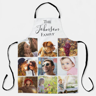 Modern 9 Photo Family Collage   Personalized Apron