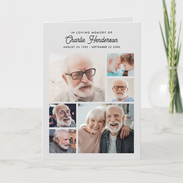 Modern 9-Photo Folded Funeral/Celebration Of Life Program (Front)