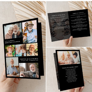 Modern 9-Photo In Loving Memory Folded Funeral Program