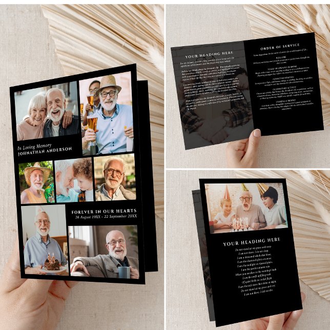 Modern 9-Photo In Loving Memory Folded Funeral Program (Creator Uploaded)