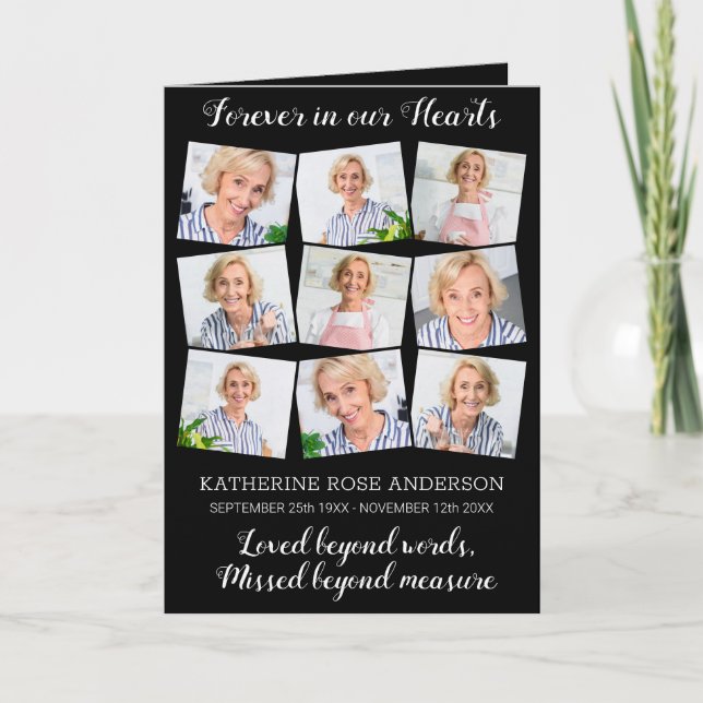 Modern 9 Photo Order Of Service Memorial Funeral Program (Front)