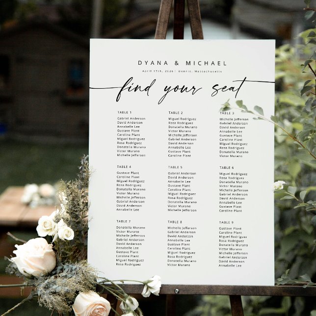 Modern 9 Tables Find Your Seat Seating Chart (Creator Uploaded)