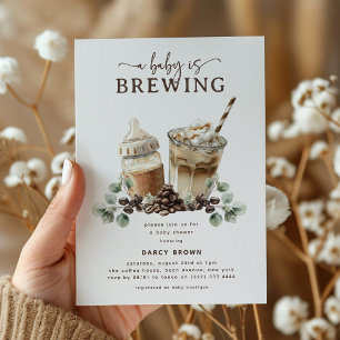 Modern 'a Baby is Brewing' Coffee Baby Shower Invitation