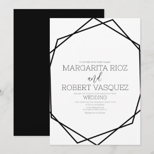 Modern A Geometric Black White  Wedding   Invitation