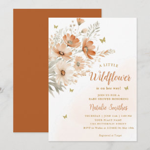 Modern A Little Wildflower Boho Girl Baby Shower Invitation