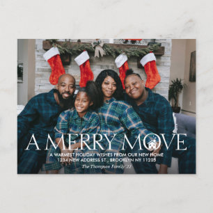 Modern A Merry Move New Home Photo Holiday Moving Announcement Postcard