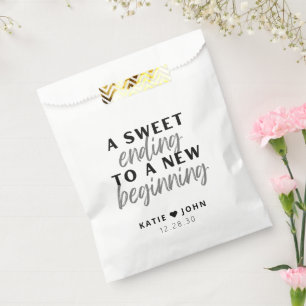 Modern A Sweet Ending to A New Beginning Wedding Favour Bag