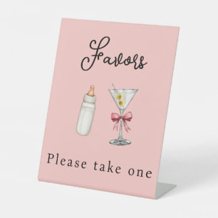 Modern A Tini One Pink Favors Martini Baby Shower  Pedestal Sign