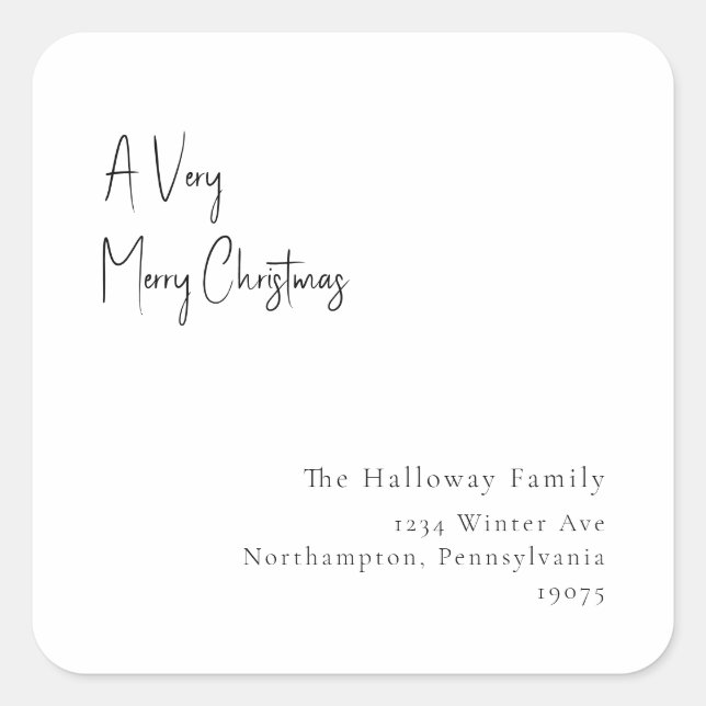 Modern A Very Merry Christmas Square Envelope Seal (Front)