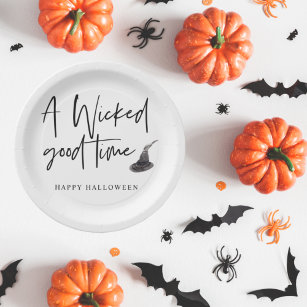 Modern A Wicked Good Time Quote   Happy Halloween  Paper Plate