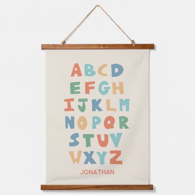 Modern ABC Alphabet Personalized Classroom Poster Hanging Tapestry (Front)